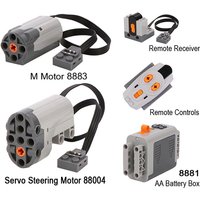 MOC Power Function Extension Kit with High-Tech M/L/XL Servo Motors for All Brand-Compatible Building Blocks DIY Projects