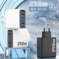 240W 6 Port USB C Charger Super Fast Charging PD3.0 USB C Type C Mobile Phone Charger For iPhone 17 16 pro Samsung Xiaomi ipad