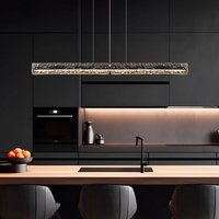 All Copper rectangle chandelier Luxury Simple long glass lamp Restaurant Creative High-end Bar Counter Island Table black lamp
