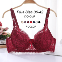 36-42 C/D Plus Size Sexy Lace Bra for Women Push-up Anti-sagging Underwire Underwear Cotton Thin Sponge Pad Bra