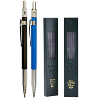 2.0mm Mechanical Pencil 2mm Lead Pencil for Draft Drawing Carpenter Crafting Art Sketching (Set of Pencils and Leads)
