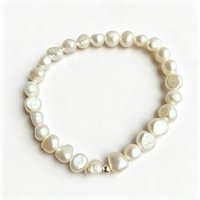 7-8mm Baroque Pearl Bracelet For Women Genuine Natural Freshwater Pearl 925 Sterling Silver Charm Bracelet