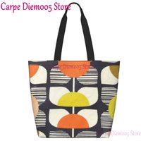 Kawaii Print Orla Kiely Colorful Flowers Tote Shopping Bags Recycling Canvas Shopper Shoulder Scandinavian Pattern Handbag