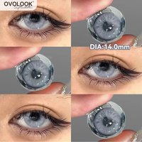 OVOLOOK-2PCS Colored Contact Lenses New Blue Prescription Contact Lenses Fashion Pupils Cosmetics Eye Color Lenses Myopia Brown