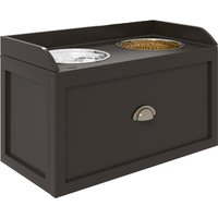 Stainless Steel Raised Dog Bowls, with 21L Storage Drawer for Large Dogs - Brown
