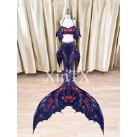 NEW Release Dark Style Mermaid Tail Swimmable Tail No Monofin For Free Diving Model Photoshooting Suit