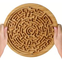 Large Wooden Balance Maze Game Dual Sided Bamboo Board Steel Balls Brain Teaser Puzzle for Family Seniors Memory Training Gift