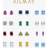Ailmay 925 Sterling Silver Colourful December Birthstone Stud Earrings For Women's Everyday, Vacation And Dating Wear