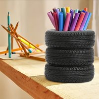 Advanced Creative Tire Shaped Pen Holder Desktop Storage Organizing Artistic Office Supplies Desktop Ornaments Multifunctional