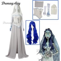 Corpse Masquerade Bride Emily Cosplay Costume Wig Zombie Ghost Halloween Party Dress Customized Scary Gothic Poor Wedding Dress