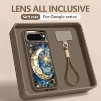 Creative Moon Patterned Phone Case For Google Pixel 10 9 Pro XL 10 9 Pro 9A 8A Soft Silicone Lanyard Cover For Pixel 7A 8 7 Pro