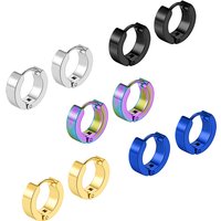 1Pair Punk Stainless Steel Round Circle Hoop Earrings For Men Women Not Fade Ear Rings Hip Hop Male Jewelry