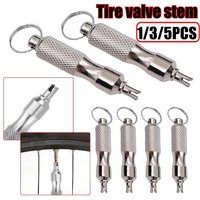 1/3/5PCS Universal Stainless Steel Tire Valve Core Removal Tool Keyring-Attached Tire Valve Wrench Tool Repair Accessories