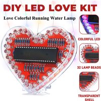 LED Heart-Shaped Flow Light DIY Electronic Kit with 32 Colorful LED Lights DIY Soldering Practice Kit Battery Powered