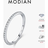 MODIAN Simple Eternity Moissanite Ring 925 Sterling Silver Sparkling Simple Thin Wedding Band Rings For Women Fine Jewelry