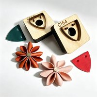 C164 Leather Cutting Mold Fan Shaped Petal Carbon Steel Blade Wooden Base Handmade DIY 3D Flower Jewelry Leather Cutting Tools