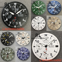 BLIGER Black White Green Blue 12 Hours Pilot Style Chronograph VK Watch Dial with Hands Set for VK67 Quartz Movement Watch Parts