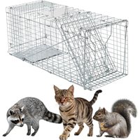 Live Animal Cage Trap Steel Humane Release Rodent Cage with Gloves for Rabbits, Stray Cat, Squirrel, Raccoon, Mole, Gopher,