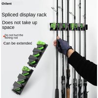 LINNHUE Wall Mounted and 3M Adhesive Fishing Rod Holders Vertical Fishing Rod Display Rack 3-hole can splicing