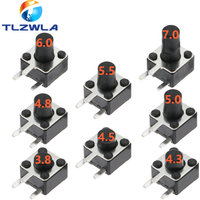 50PCS Micro Switch 4.5*4.5 3P Button Momentary Tactile Tact Push 3 Pin DIP Rgiht Angle 4.5x4.5x3.8/4.3/4.5/4.8/5/6/7/8/9/10 mm