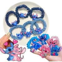 1/5/6pcs Stitch Anime Hair Tie Children's Accessories Hair Band Kawaii Stitch Figure Doll Girls Head Rope Kids Toys Gifts