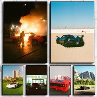 Japandi style Sports Car City Poster Aesthetic Wall Art Canvas Poster Room Decoration Items Bedroom Decor