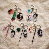 Keychain for Demon Slayer Nezuko Muzan Genya Kanao Acrylic Chibi Charm Anime Bag Accessory DIY Collection Toys Gift for Friend