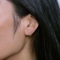 Aide 925 Sterling Silver Double Studs Three Clear Zircon Small Chain Tassel Earrings For Women Ear Piercing Luxury Fine Jewelry