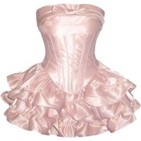Sweet Princess Style Knot Fishbone Strapless Dress Women's High Waist Puffy Gown Casual A-Line Short Skirt Dress