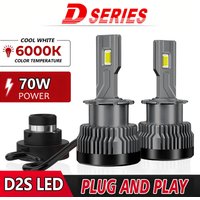 2PCS Car Headlamp Light D1S D2S D3S D4S D5S D8S LED Canbus Headlight Bulb D2R D4R 70W 12000LM Kit to Replace HID Conversion Lamp
