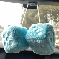 Big Long Hair Hot Stamping Dot Dice Plush Toy Cube Pendant Car Ornament Sieve Anime Car Decoration Accessories Auto Pendant