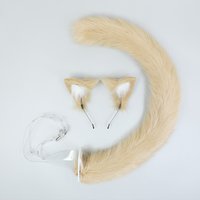 Fluffy Fox Cat Ear And Tail Cosplay Accessories Handmade Plush Realistic Furry Wolf Ear Headband JK Lolita Anime Cosplay Costume