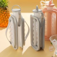 2 in 1 Ice Cube Tray Portable Puck Making Water Bottle with Flat Lid 12 Grid Circular Mold Cooling Popsicle Cube Maker