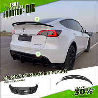 CD Sport Body Kit For Tesla Model Y 2020- 2023 Lip Chin Spoiler Black Carbon Rear Bumper Diffuser Tow Hitch Support Tuning Parts