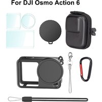 Silicone Case Carrying Bag for DJI Osmo Action 6 Screen Protector Film Lens Cap Storage Bag for DJI Osmo Action 6 Accessories