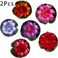 2Pcs Artificial Plant Flower Decoration Simulated Water Lily Lotus Leaf Floating Pond Decoration Plastic Fish Tank Aquarium