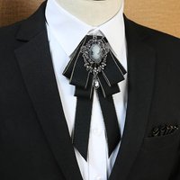 Luxury Black Rhinestone Ribbon Bowtie Fashion Fabric Cloth Art Handmade Crystal Bow Tie Ribbon Bow Brooch Neck Tie