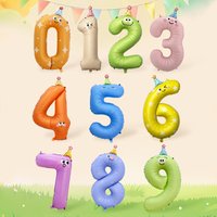 1pc Cute Cartoon Birthday Hat Number Balloon,Birthday Parties, Cartoon-Themed Decor, Outdoor Gatherings,First Birthday Parties