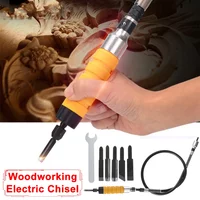 Electric Woodworking Carving Chisel Wood Carving Tool Set with 5 Cutter Head with Flexible Shaft