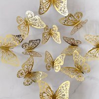 12pcs 3D Butterfly Decoration, Simulated Butterfly Stickers, Living Room Refrigerator Decoration, Background Wall Decoration