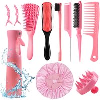11 pcs Hair Brush Set,Detangling Brush Set for Curly Hair with Hair Spray Bottle, Hairbrush Set, Hair Scalp Massager Brush