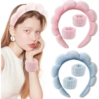 1/2/3PCS Stylish Washing Headband Set Wristbands Scrunchies Spa Bubble Headband for Washing Face Makeup Shower Skincare
