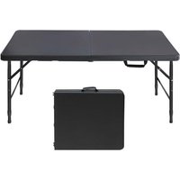 4FT Heavy Duty Folding Table, 300LBS Capacity Rectangular Trestle Table with Adjustable Height, Waterproof Portable for Outdoor