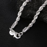 40-60cm 925 Sterling Silver Solid 4MM Rope Chain Necklace for Women Men Beautiful Fashion Charm Wedding Party Jewelry