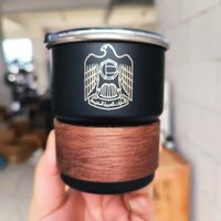 The United Arab Emirates Logo Stainless Steel Cup Mug with Wood Lid 300ml Outdoor Camping Coffee Mug Wholesale gift cups