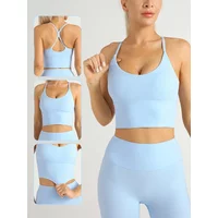 Solid Color Women Gym Yoga Naked Feeling Sexy Cross Back Y shape Sports Bra Fitness Yoga Jogging Workout Sports Women Sling