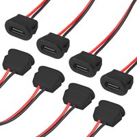 10PCS Type-C Female Chassis Waterproof Solder Wire Type USB C Pigtail Cable Extension Power Cable USB-C Plug to 2 Pin Bare Wire