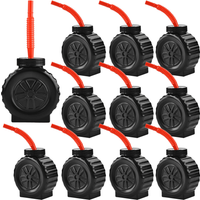 1/2/4/6/8/10Pcs Tire Cups with Red Straw Wheel Shape Cross Country Race Car Cups Boys Racing Birthday Party Decoration Kids Gift