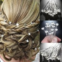 20Pcs Sparkling Crystal Hair Pins Silver Rhinestone U-Shaped Perfect Securing Adding Bridal Prom Party Daily Elegant Hairstyles