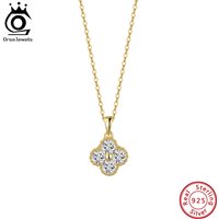 ORSA JEWELS Exquisite 925 Sterling Silver Four-leaf Clover D Color Moissanite Pendant Necklace for Women Wedding Jewelry MON14